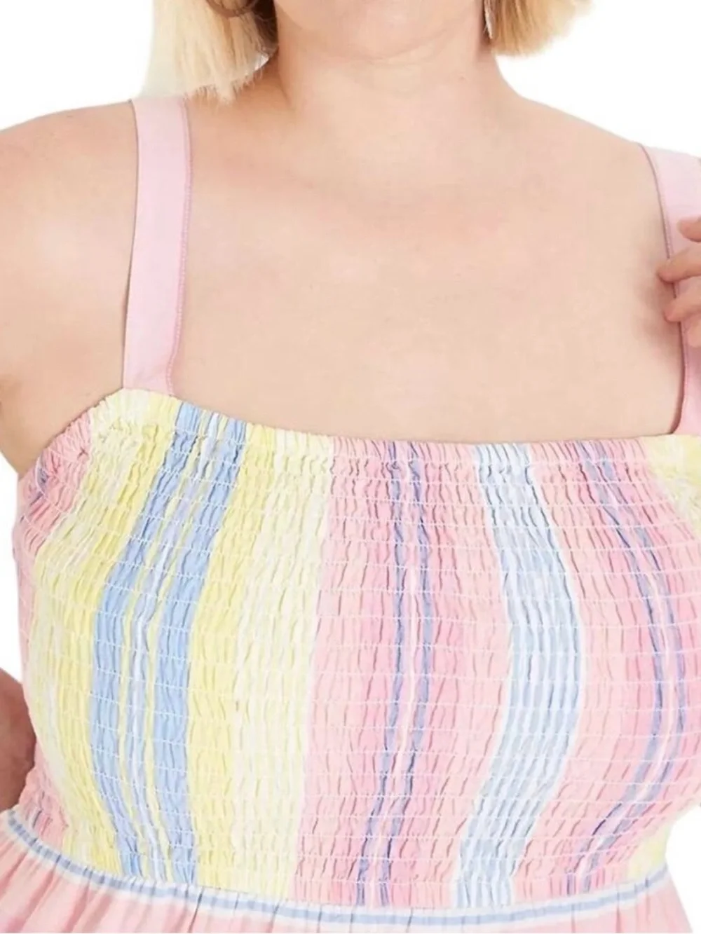 New Lane Bryant Pastel Striped Smocked Maxi Dress. Size 18/20